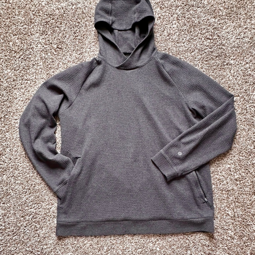 Men's Lululemon Textured Double-Knit Cotton Hoodie - Heathered Black/Dark Grey